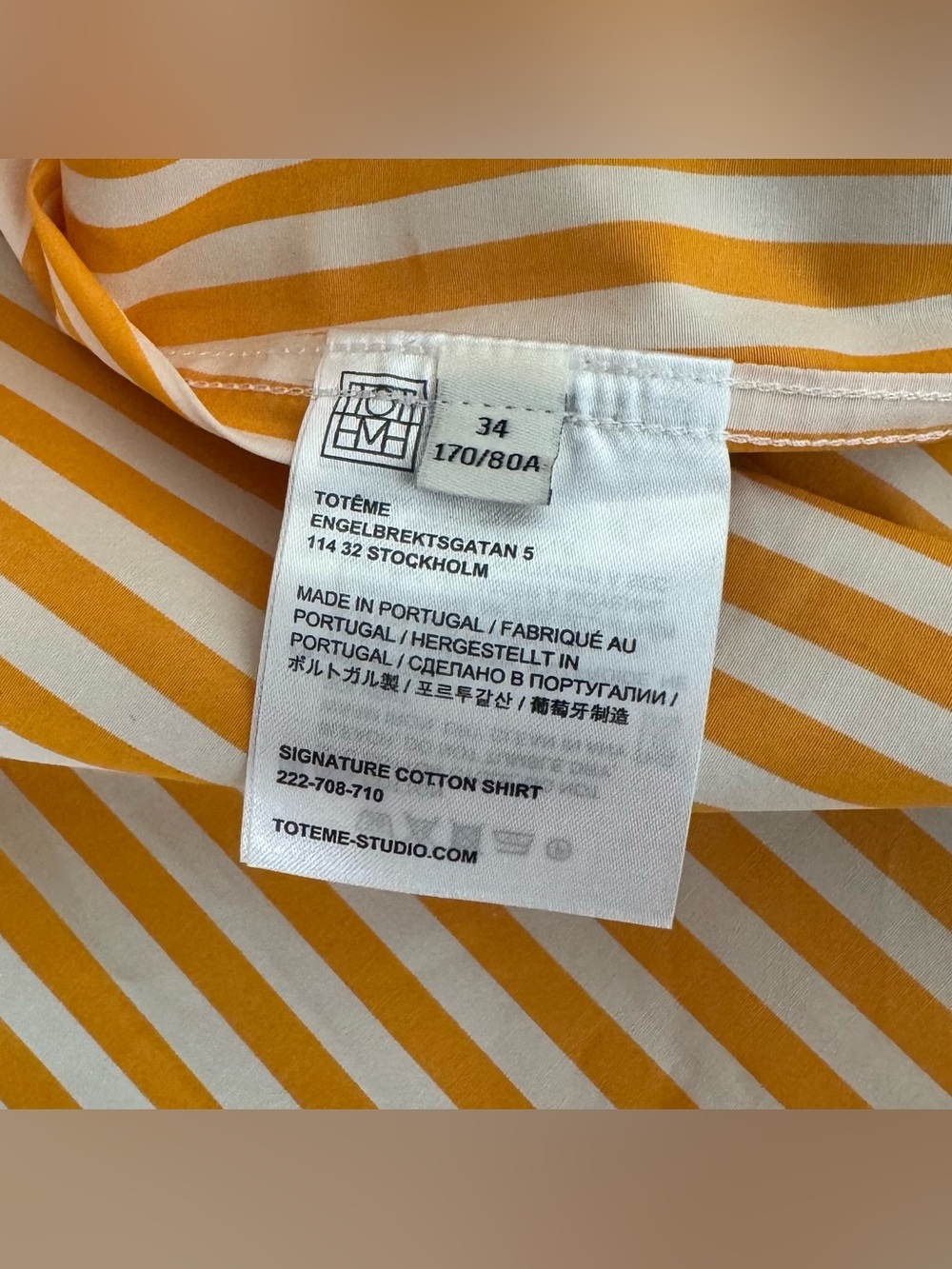 Toteme Signature Cotton Shirt- Orange Stripe - Picture 8 of 9
